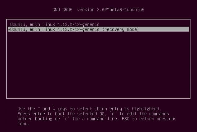 Use recovery mode to boot normal after password reset in Ubuntu