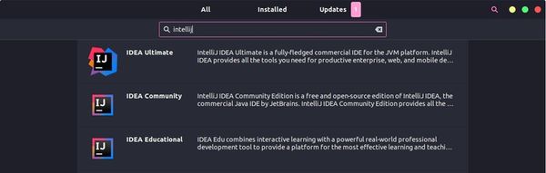 Installing IntelliJ IDEA is available in Ubuntu via the Software Center