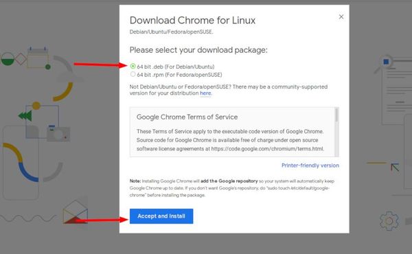 Escolha o arquivo Deb para instalar o Google Chrome no Ubuntu