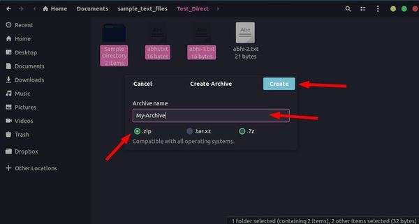 Compress a zip folder in Ubuntu