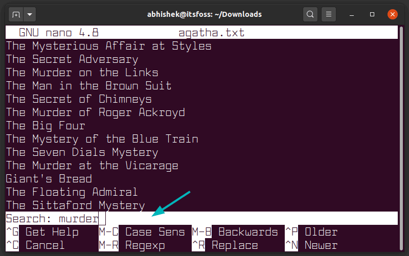Nano Editor Basics: Search for Text