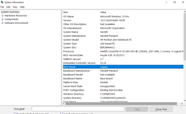 Checking UEFI or BIOS in Windows