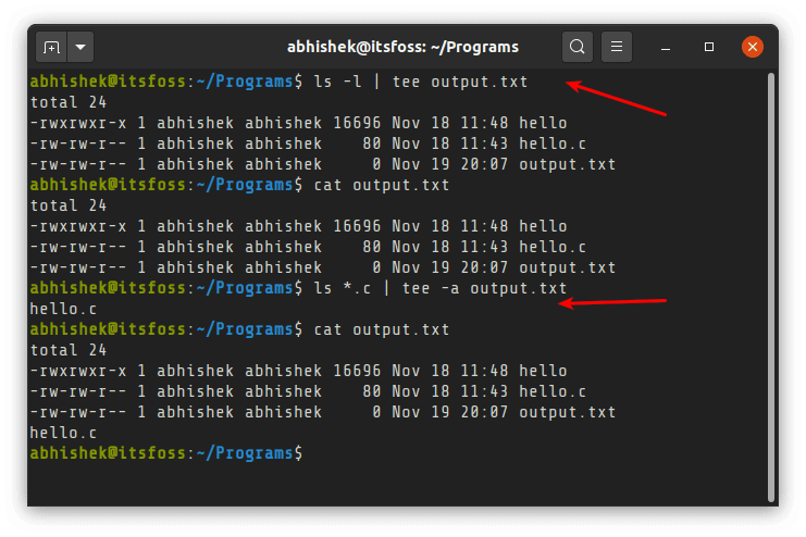 Display And Save Linux Command Output