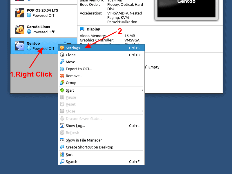 2 Virtualbox Settings