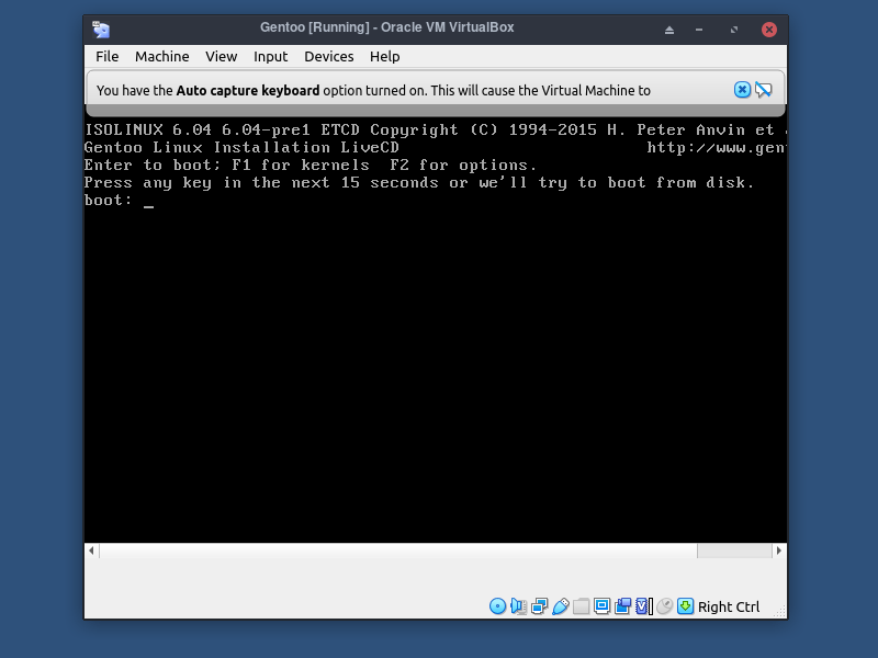 4 Virtualbox Gentoo Boot