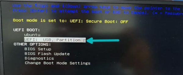 select boot from live usb