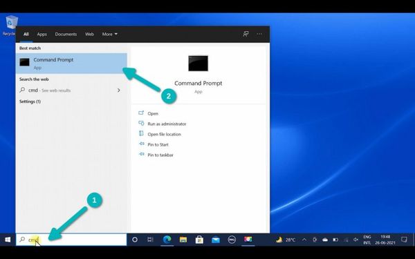 Start Command Prompt in windows