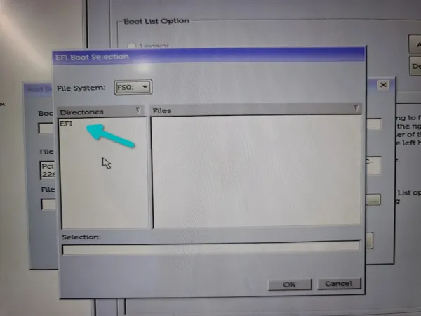select efi file boot option