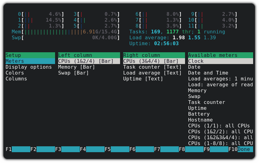 customize htop in ubuntu