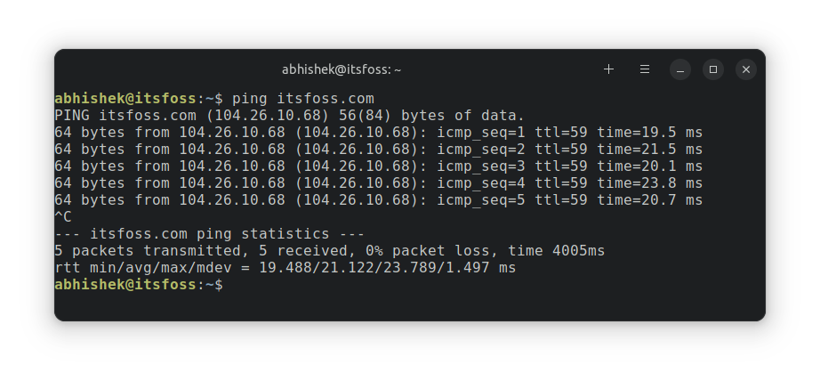 ping command ubuntu