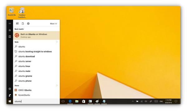 search for ubuntu or bash in windows start menu