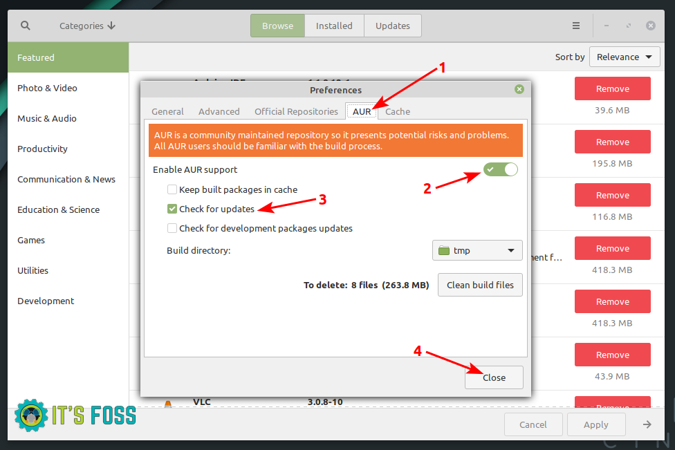 enable aur support in manjaro