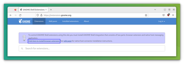 Installez les extensions de gnome ajouter la notification dans le navigateur Firefox