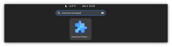 Abra la aplicación Gnome Extension Manager desde la descripción general de las actividades