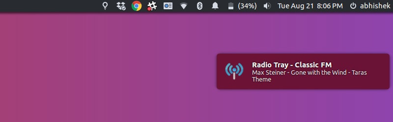Online Radio Notification in Ubuntu