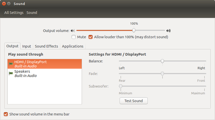 HDMI audio Ubuntu