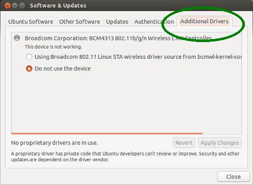 Install additional drivers in Ubuntu 13.04