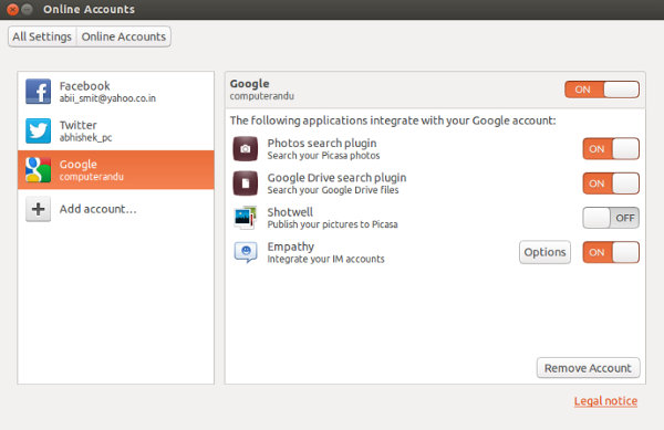 Ubuntu 13.04 New Features Online Accounts