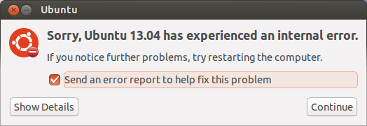 Ubuntu 13.04 Internal error