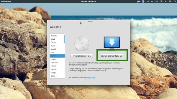 Install Elementary OS Luna via Live USB