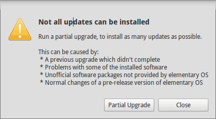 Partial Upgrade Error Linux