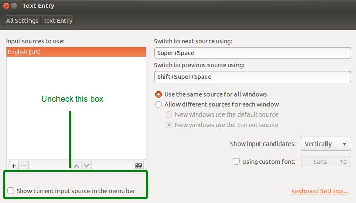 Disable Keyboard Applet Indicator in Ubuntu 13.10