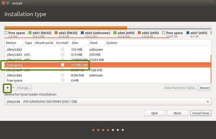 partition on Ubuntu Windows 8 dual boot