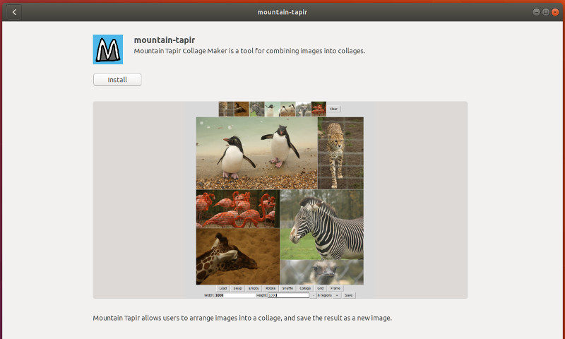 Mountain Tapir collage maker in Ubuntu and other Linux distributions