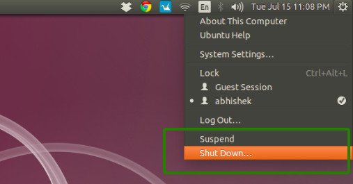 Shutdown Ubuntu 14.04
