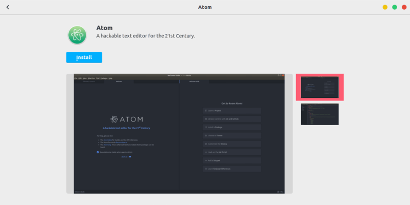 Atom editor in Ubuntu Software