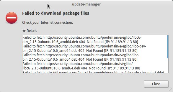 failed to download package files error in Ubuntu 14.04
