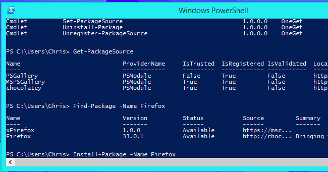 Windows 10 package manager