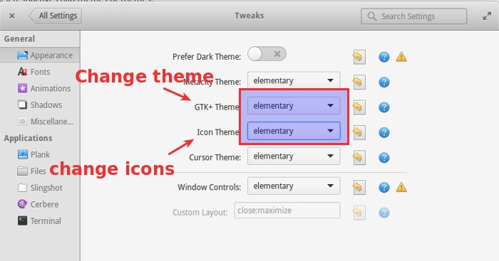 change themes in Elementary OS Freya