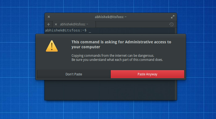 Elementary OS Freya Terminal Super User warning