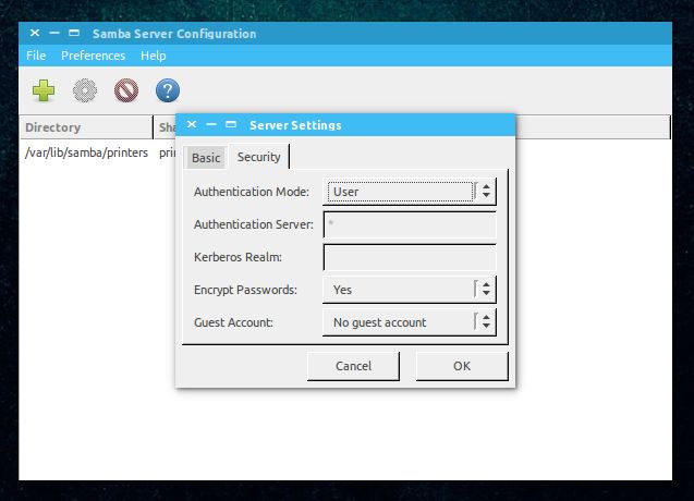 Samba Security security settings