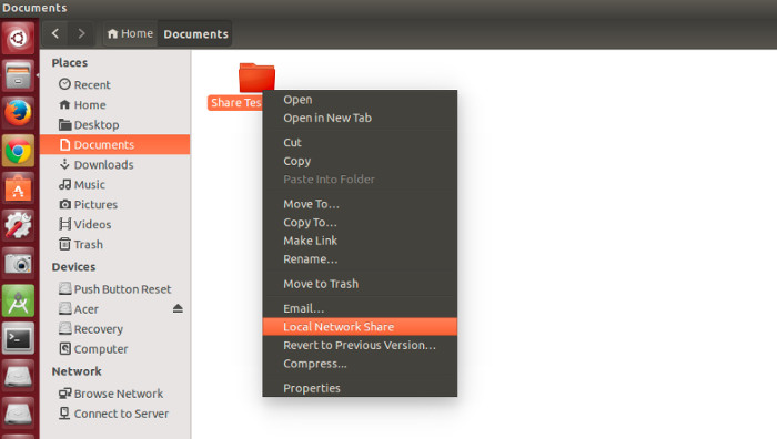 Share folder over LAN in ubuntu 14.04