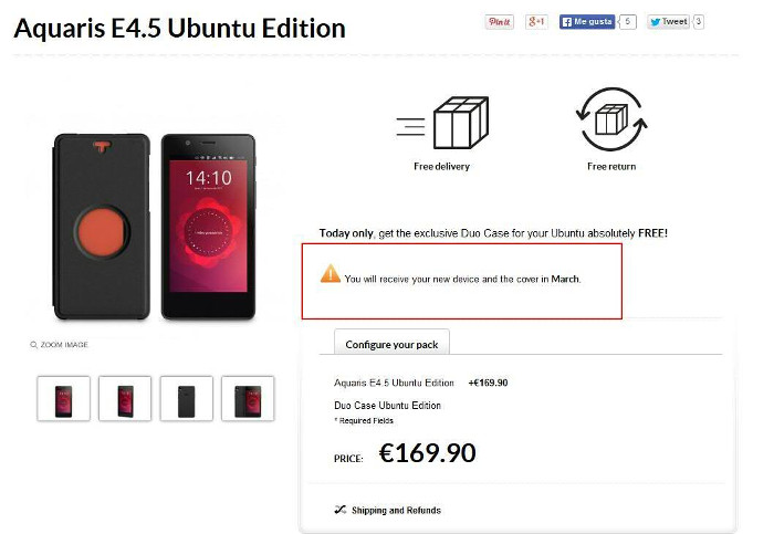 Ubuntu Phone shipping