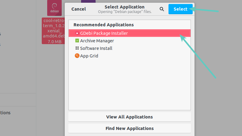 Install deb file using gdebi