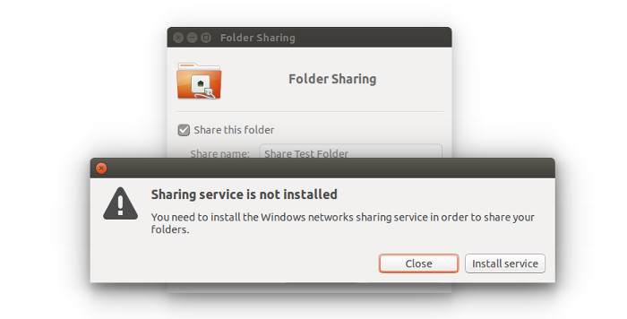 Sharing service in Ubuntu