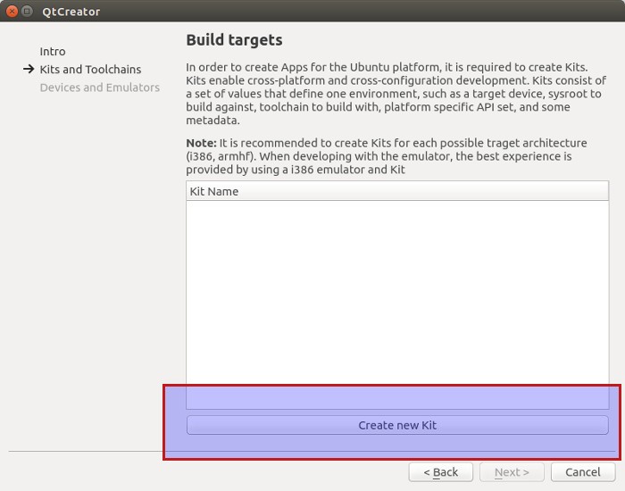 Create kit in Ubuntu SDK
