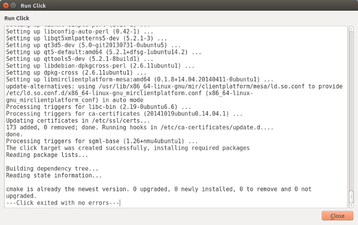 Ubuntu SDK kit generated