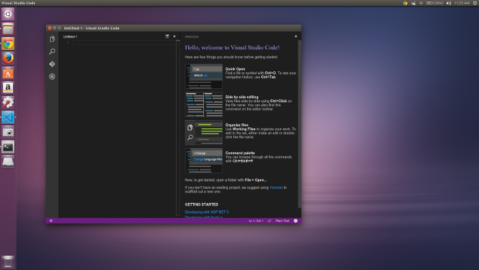 Visual Studio Code running in Ubuntu