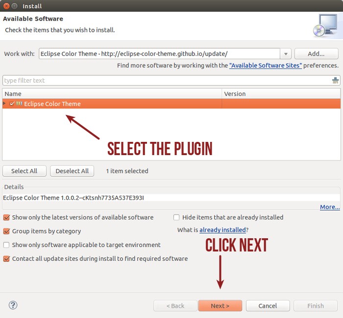 Install eclipse plugin