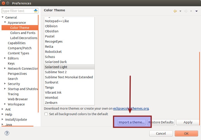 Get more color themes in Eclipse 