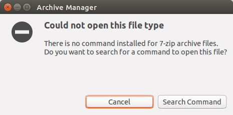 There is no command installed for 7-zip archive files