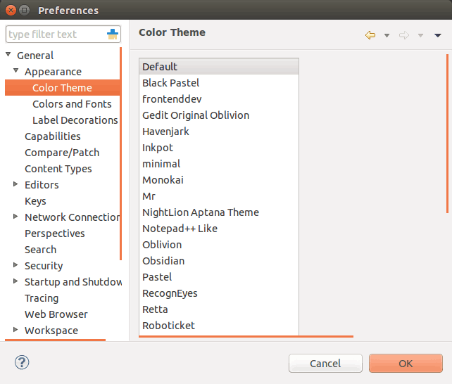 Change preference in Eclipse 