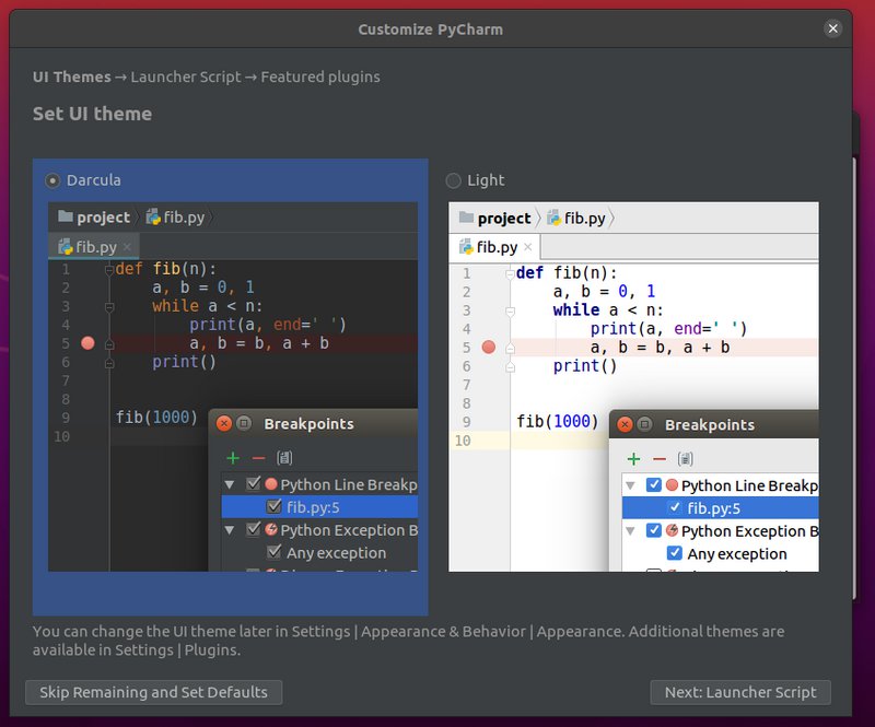 PyCharm first run in Linux