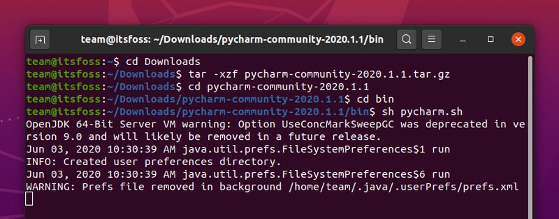 Install Pycharm Linux