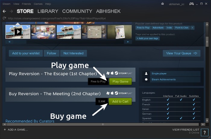 Using steam for gaming
