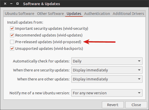 Software Sources Ubuntu 15.04